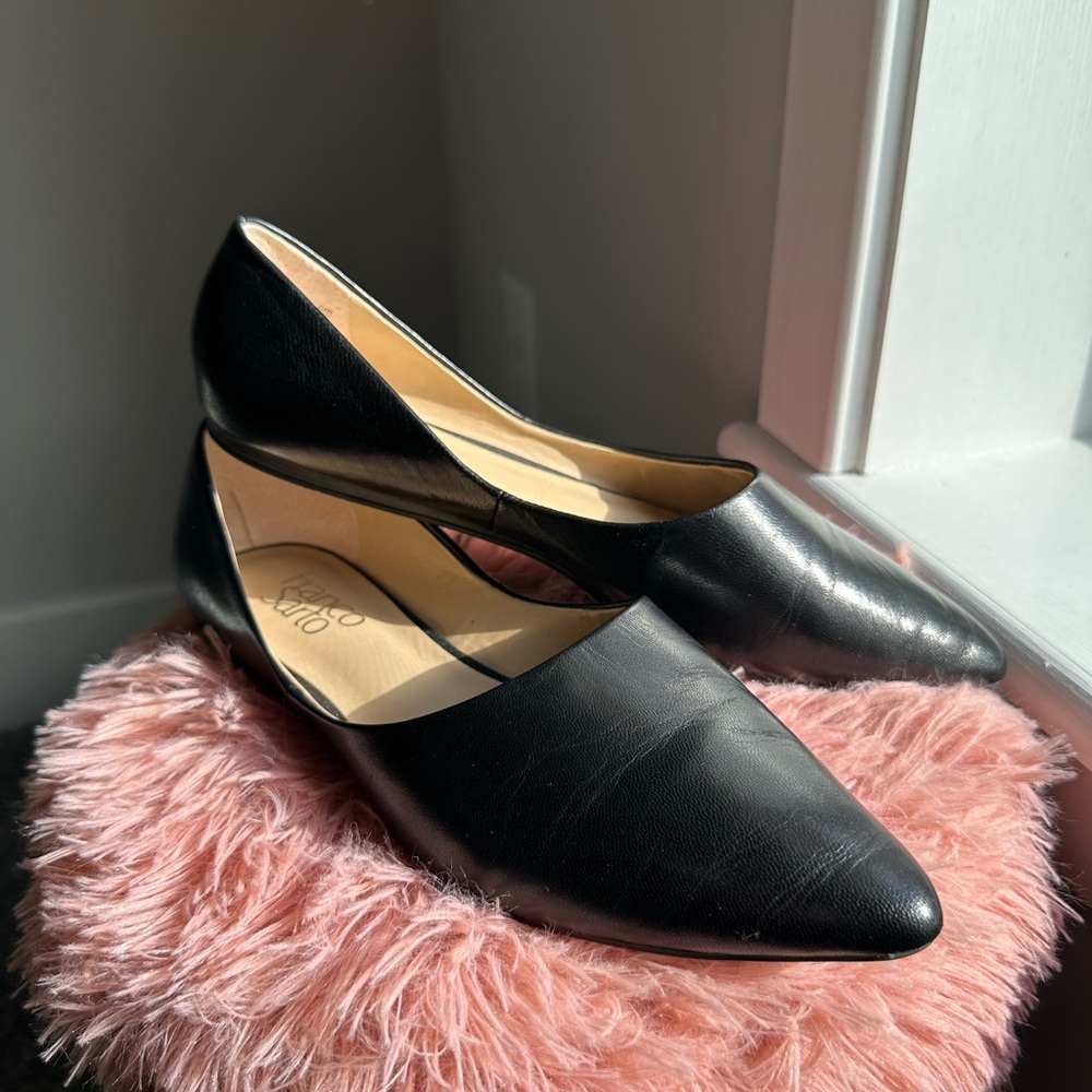 Franco Sarto Black Leather Hazeline Flats